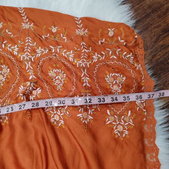 Free People Summer Boho Embroidered Batwing Tangerine Kimono Top Women's XS NWT - Picture 13 of 16